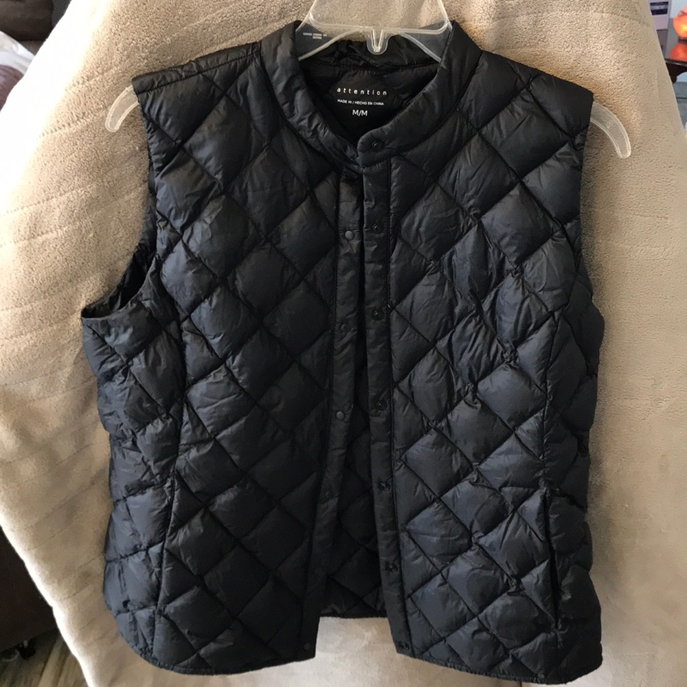 Quilted warm duck down vest in a bag by ATTENTION